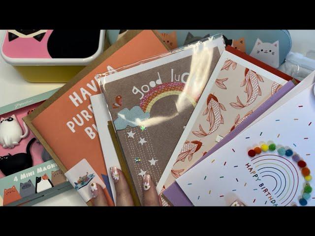 ASMR Greetings Cards sorting ~ Soft Spoken ~ Paperchase Haul with textures & tapping