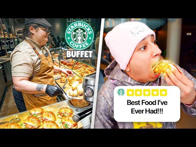 I TRIED EVERY FOOD AT THE WORLDS BIGGEST STARBUCKS BUFFET!!! ( 4FLOORS OF FOOD)