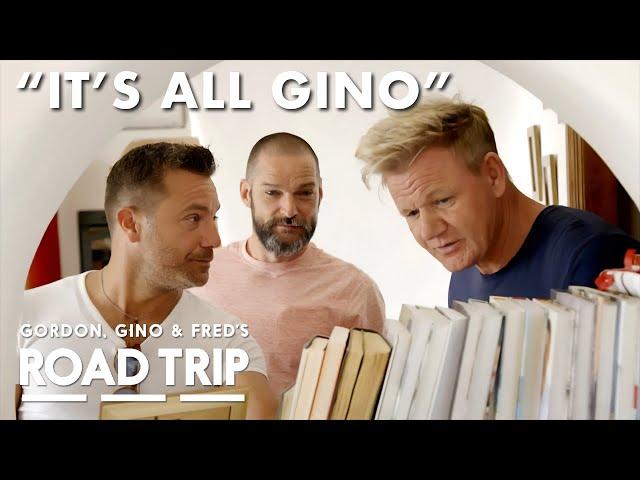 Gino's Kitchen Overflowing with His Own Cookbooks | Gordon, Gino, and Fred's Road Trip