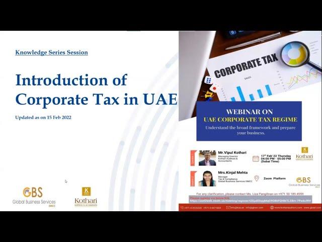 Webinar on UAE Corporate Tax (17-02-2022)