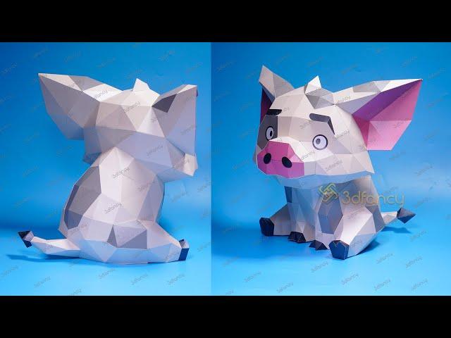 How to make 3D Papercraft Pig - Pig Low Poly Papercraft SVG for Cricut Projects, Cameo 4