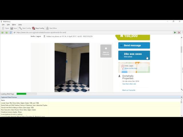 Scraping Olx.com.ng for Phone numbers using Webharvy