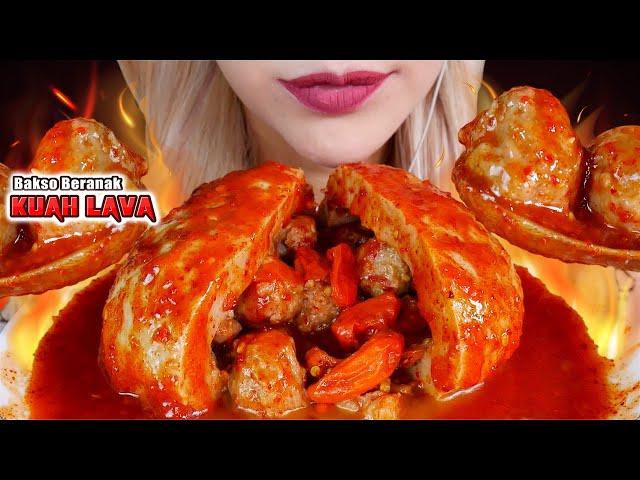 WOWW‼️ ASMR BAKSO BERANAK KUAH LAVA PEDAS SUPER SPICY JUMBO BREEDING MEATBALL