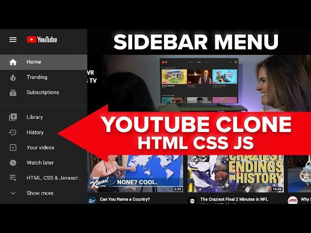 How to Make a Navbar Sidebar Menu Youtube Clone using HTML CSS and Javascript - Vertical Navigation