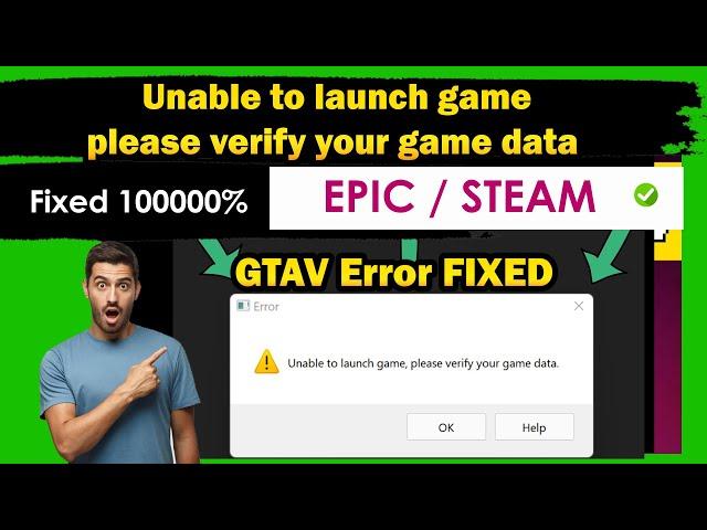 Fix - gta 5 error unable to launch game please verify your game data | gta v epic games error