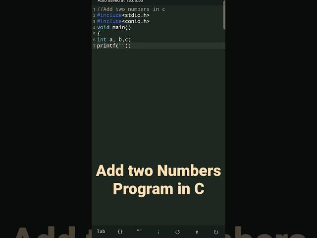 Add two numbers in C programming language.                     #explore #trending #programming