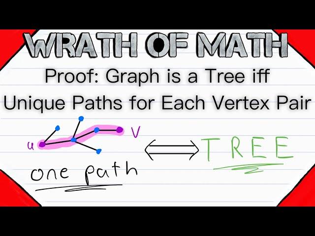 Proof: Graph is a Tree iff Unique Paths for Each Vertex Pair | Graph Theory, Tree Graphs