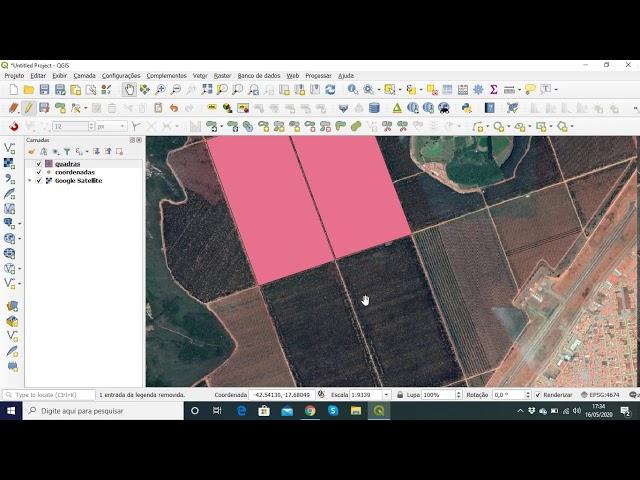 Como Criar Shapefile no QGIS em camada base do Google Satélite