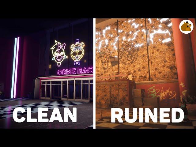 FNAF Security Breach - RUIN DLC: Clean vs Ruined Pizzaplex Comparison