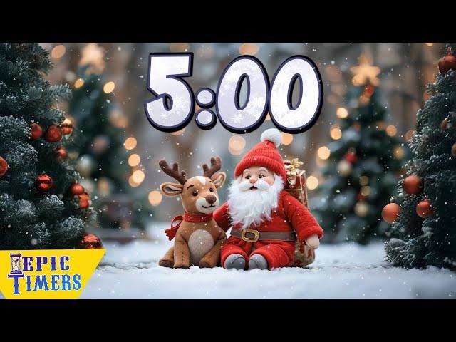 5 Minute Timer Christmas Santa and Reindeer  with relaxing music and Alarm