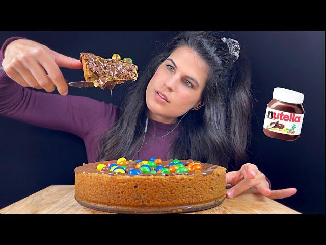 ASMR | NUTELLA M&M COOKIE PIE | EATING SOUNDS