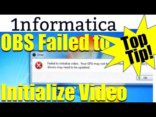 OBS Failed to initialize video DirectX 11 Emulation Fixes Problem Tutorial