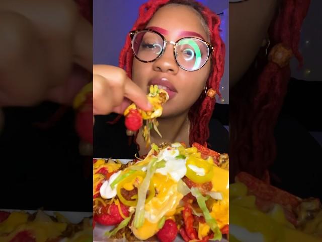 ASMR loaded flamin hot puffs nachos #mukbang #food #foodie #nachos #asmr #eating