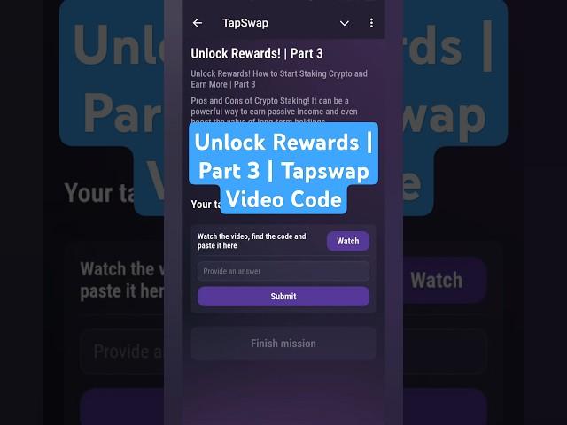 Unlock Rewards | Part 3 | Tapswap Video Code