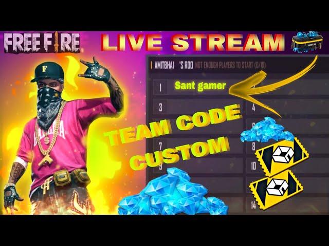 Free Fire Live stream team Code custom room gaming video 