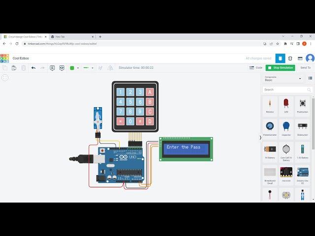 Password door lock Arduino project | Using Tinkercad