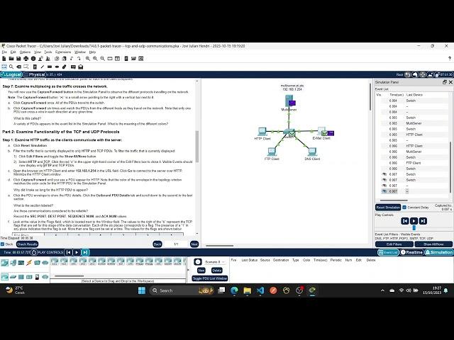 14.8.1 - Packet Tracer - TCP and UDP Communications