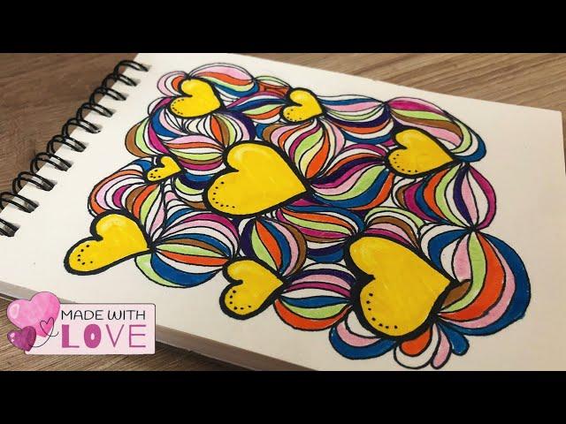 Colourful heart shape drawing by Artistic