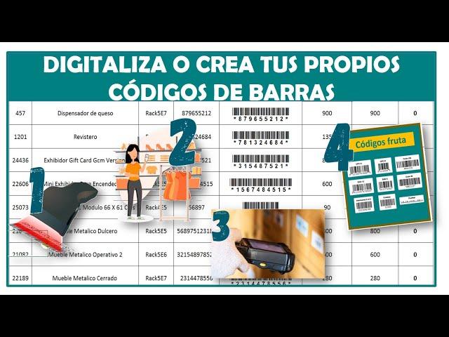 Como hacer un CÓDIGO de barras en EXCEL para leer con escáner y celular e imprimir gratis.