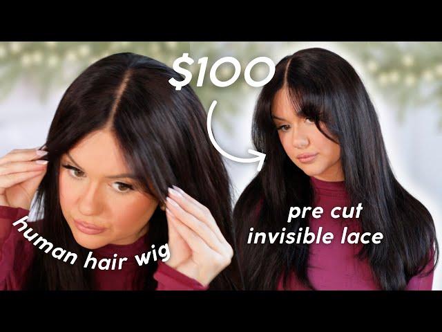 TRYING THIS $109 HUMAN HAIR Curtain Bangs Wig l Cynosure