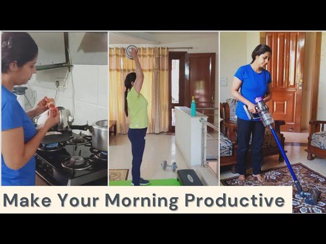 Productive Mom's Morning Routine|| Workout, Cooking & Cleaning