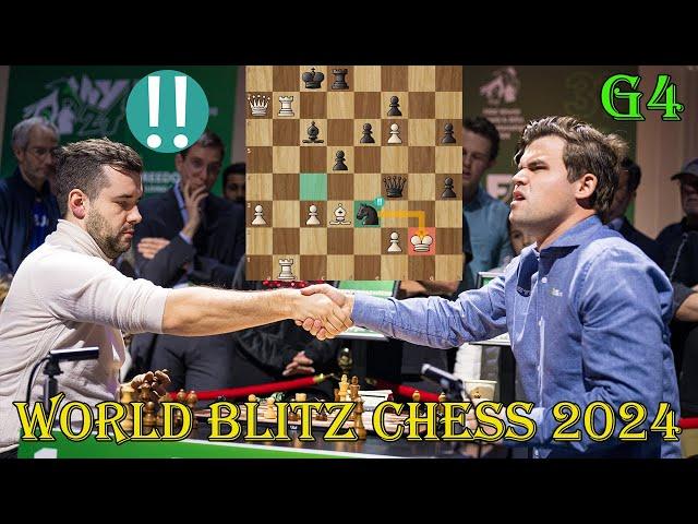 BRILLIAN WIN!! Magnus Carlsen vs Ian Nepomniachtchi || World Blitz Chess 2024 - F - G4