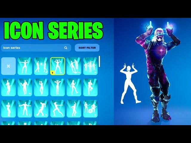 ALL FORTNITE ICON SERIES & NEW TIKTOK EMOTES! (Rebellious, Sonic Surfer, Chapter 5 Season 2)