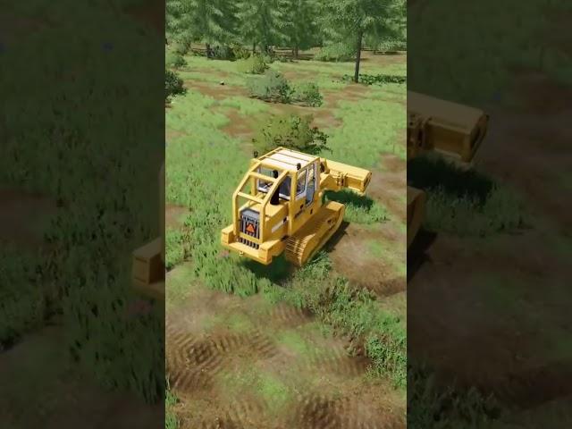 fs22 liebherr wheelloader making easy work of treestumps! #fs22 #mods #machine #farmingsimulator