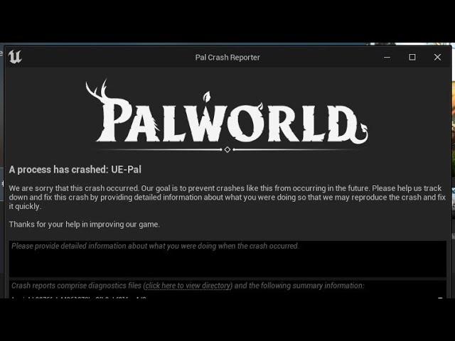 How To Fix Palworld A Process Has Crashed UE-Pal/Unreal Engine Crash Error