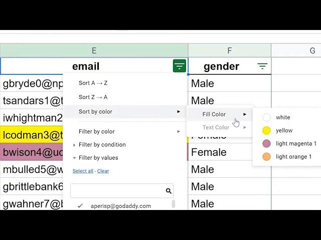 Google Sheets - Sort and Filter by Color