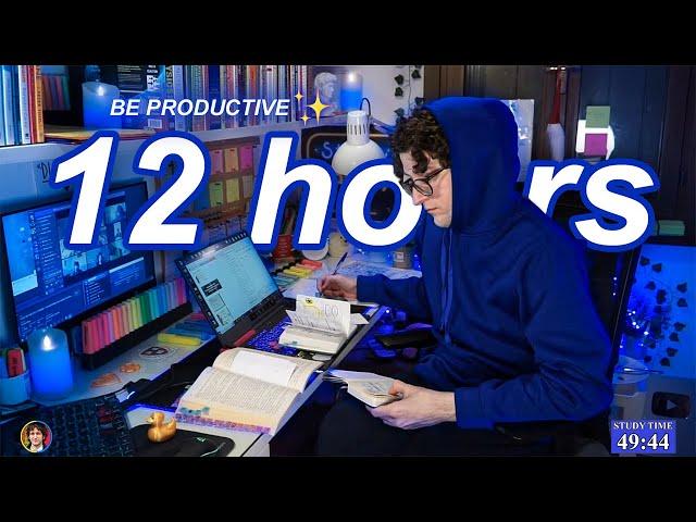 STUDY WITH ME LIVE | 12 HOURS  Harvard Alumnus, Chill Work With Me, Rain Sounds, Pomodoro Timer