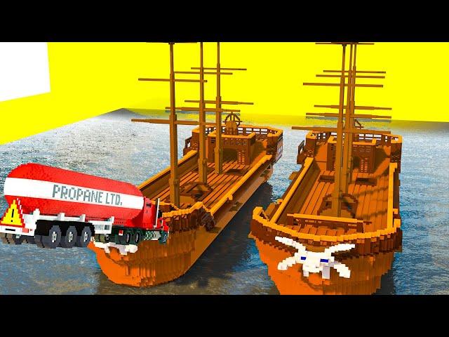 Cars Attacking Giant Pirate Ships (sink) | Teardown