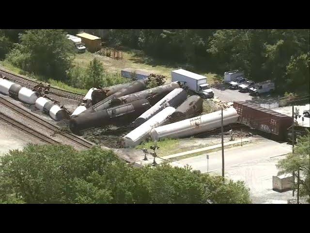 LIVE: Chopper 7 over Matteson train derailment