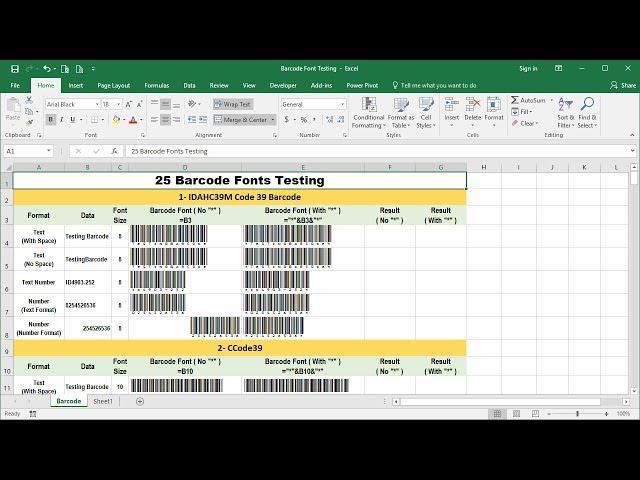 How to generate barcode in Excel and 25 Barcode Fonts work with barcode scanner.