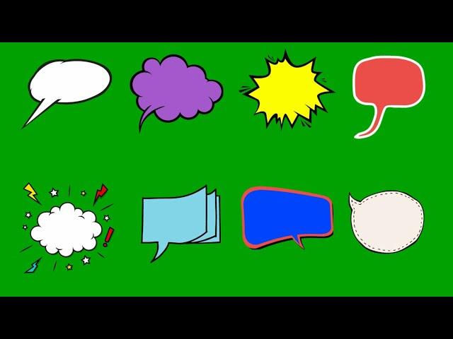 Blank speech bubbles balloon animation effects green screen | Empty speech bubbles chroma key effect