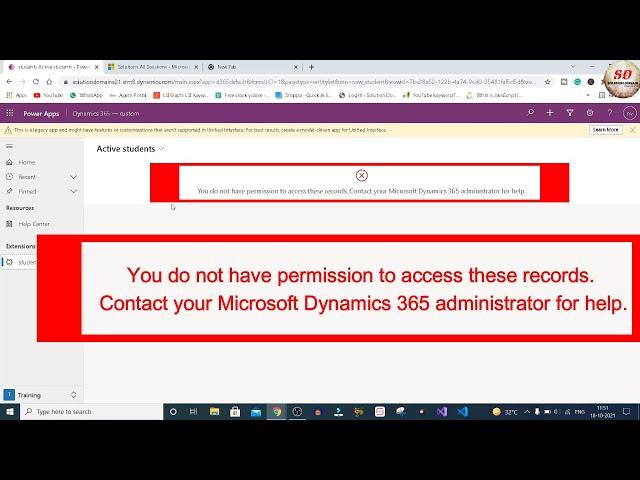 You do not have permission to access these records Microsoft Dynamics 365