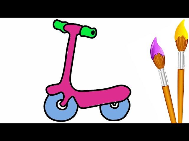 Bolalar uchun samokat chizish / Drawing scooter for children / Рисунок самокат для детей