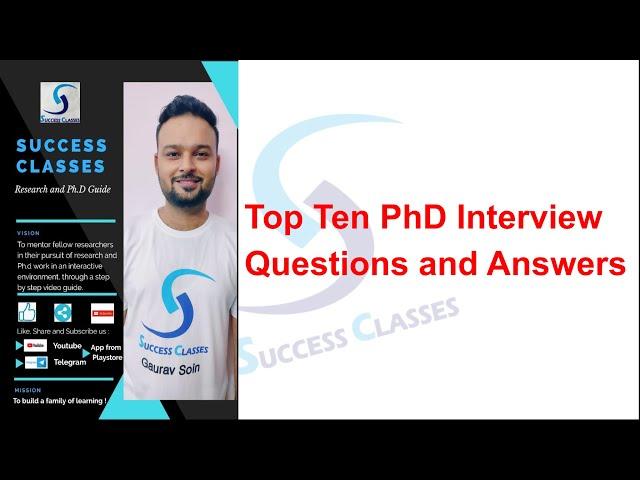 Top Ten PhD Interview Questions and Answers (In Hindi) | Gaurav Soin