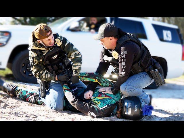 Fleeing dirt bike runs out of gas