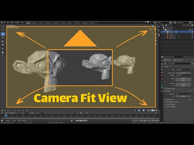 Blender Camera Fit View - Camera from View - Default method and the Add-On