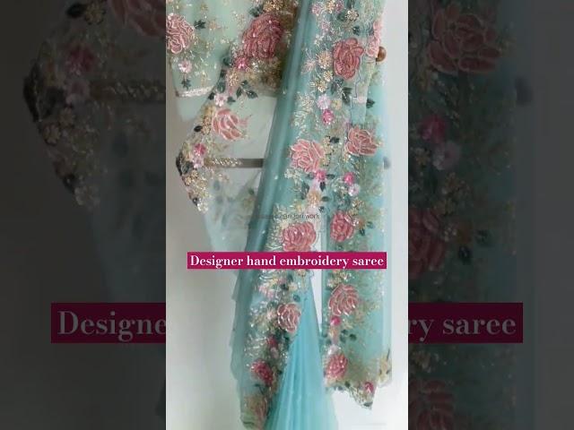 viral Designer saree with hand embroidery #fashion #saree #ariwork#viral  #designerclothes