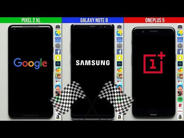 Pixel 2 XL vs. Galaxy Note 8 vs. OnePlus 5 Speed Test