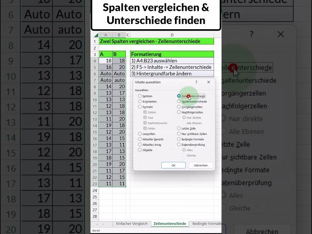 Excel Spalten vergleichen in nur 10 Sekunden