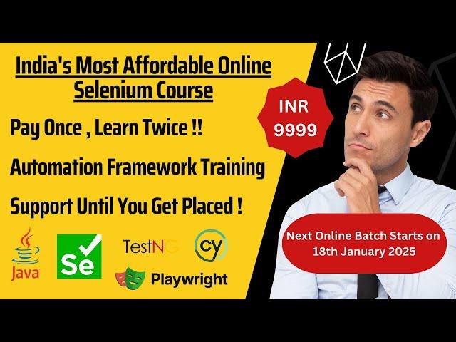 Selenium Online Training | 18 January 2025 | Free Cypress and Playwright Courses | Interview Support