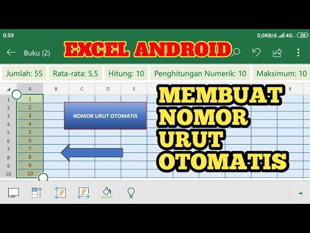 Membuat nomor urut otomatis di Excel android