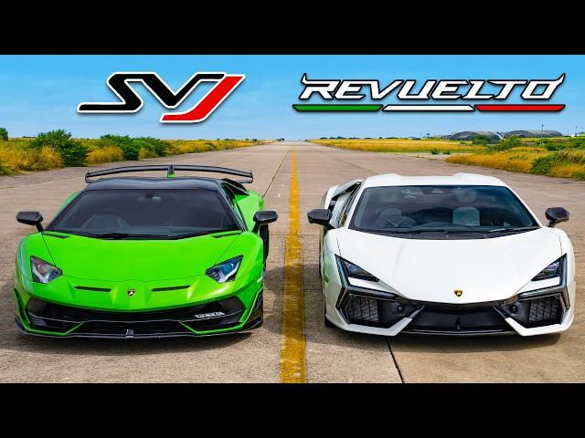 Lambo Revuelto v Aventador SVJ: DRAG RACE