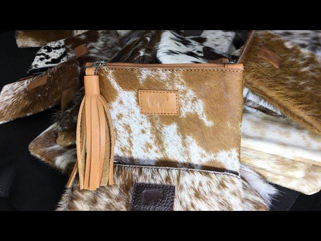 How to make a zipper Clutch bag in cowhide hair on #bag #cowhide #leathers #leathercraft