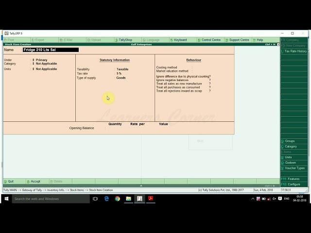 GCC VAT - Create Stock Item for GCC VAT in Tally ERP 9