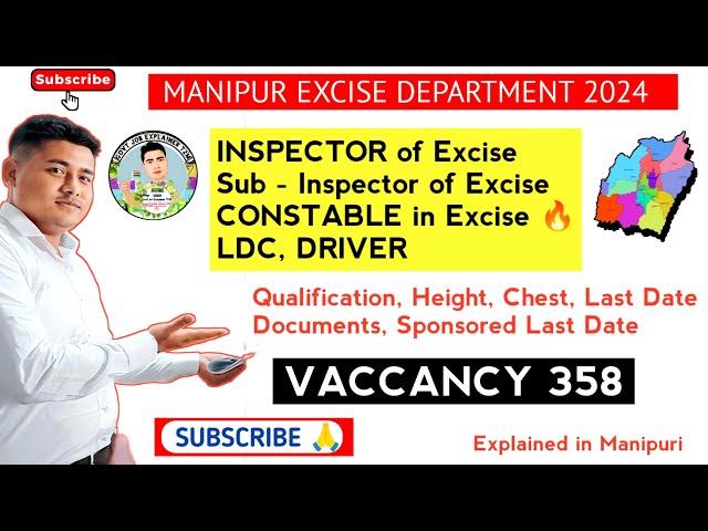 Manipur Excise Dept 2024 Inspector, SI, Constable, LDC, Driver in Manipur Excise Department 