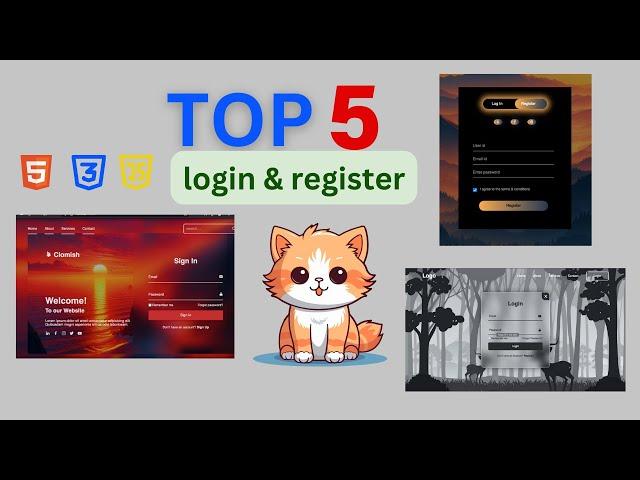 Learn Programming basics with these 5 Top LOGIN & REGISTRATION Form  with HTML , CSS and Javascript.